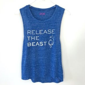 Pink Social HSM Core Burnout Muscle Tee Blue S